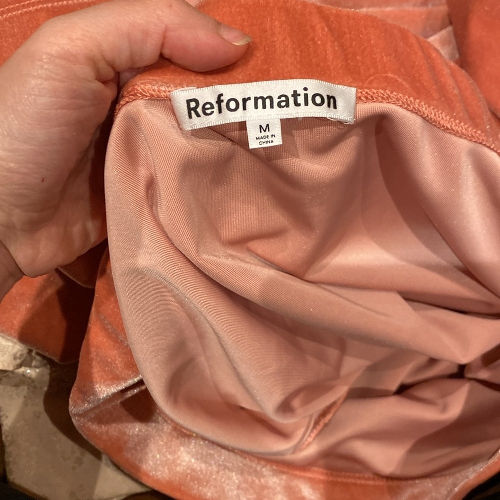 REFORMATION / Adalynn Velvet Pink Maxi Skirt M - Picture 5 of 5